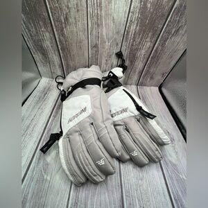 Women's Gray and White Winter Gloves